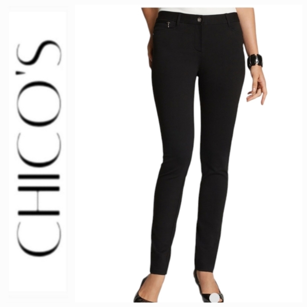 Chico's Black Ponte Knit Hi-rise Pants